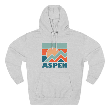 Buy heather-grey Aspen, Colorado Hoodie - Retro Mountain Unisex Sweatshirt