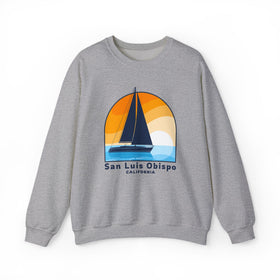 Buy sport-grey San Luis Obispo, California Sweatshirt - Sailboat San Luis Obispo Crewneck Sweatshirt