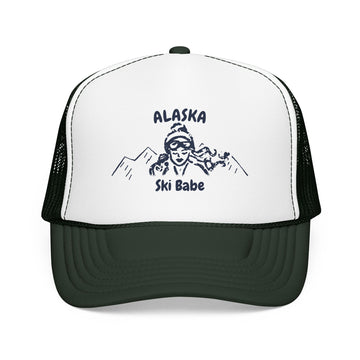 Buy dark-green-white-dark-green Alaska Ski Babe Trucker Hat — Foam Mesh Cap