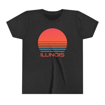 Buy dark-grey-heather Illinois Youth Shirt - Retro 80s Illinois Kid's T-Shirt