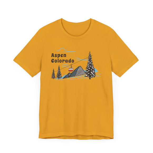 Aspen, Colorado T-Shirt - Retro Ski Mountain Gondola Unisex Aspen Shirt