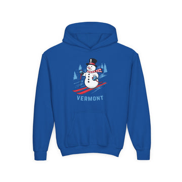 Buy royal Vermont Youth Hoodie - Skiing Snowman Kids Vermont Hooded Sweatshirt