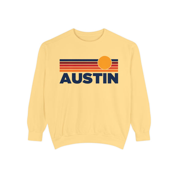 Austin, Texas Sunset Stripes Sweatshirt | Comfort Colors - 100% Cotton