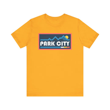 Buy gold Park City, Utah T Shirt - Retro Graphic Tee - Mountain Box Patch