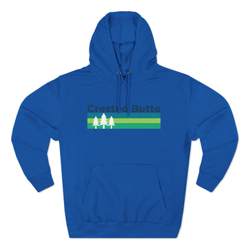 Buy royal-blue Premium Crested Butte, Colorado Hoodie - Retro Unisex Crested Butte Sweatshirt - Stripe Wordmark
