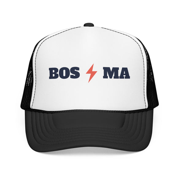 Boston, Massachusetts Retro Trucker Hat - Lightning Foam Cap
