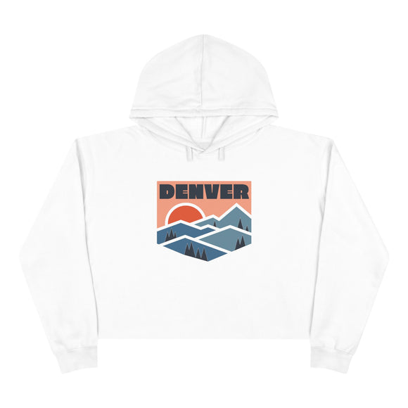 Women's Denver, Colorado Crop Hoodie - Premium Mountain Crop Sweatshirt