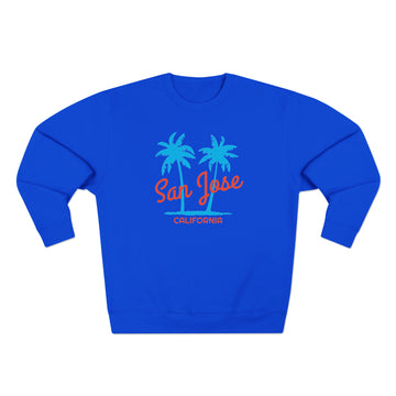 Buy royal-blue Premium San Jose, California Sweatshirt - Retro Unisex Sweatshirt