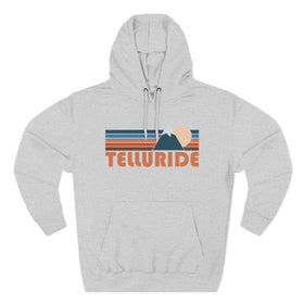 Buy heather-grey Telluride, Colorado Hoodie - Retro Mountain Unisex Sweatshirt