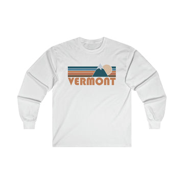 Buy white Vermont Long Sleeve Shirt - Retro Unisex Vermont Long Sleeve Tee