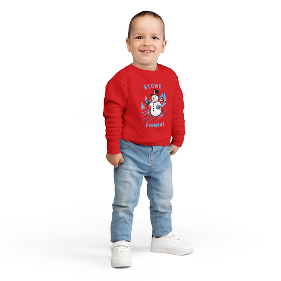 Stowe, Vermont Toddler Sweatshirt - Skiing Snowman Stowe Toddler Crewneck Sweatshirt