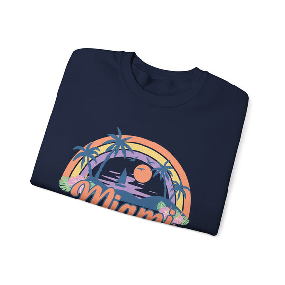 Miami, Florida Sweatshirt - Unisex Retro Beach Crewneck Miami Sweatshirt