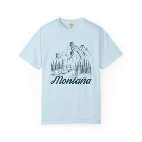 Buy chambray Montana Graphic Tee - Mountain Illustration Montana T Shirt
