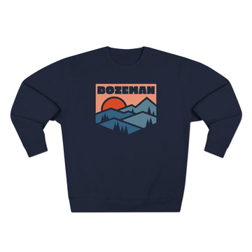 Buy navy Premium Bozeman, Montana Mountain Graphic Sweatshirt