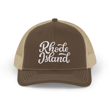 Buy brown-khaki Rhode Island Snapback Trucker Cap - Embroidered Rhode Island Hat