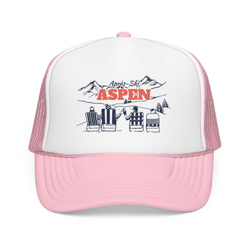 Buy light-pink-white Aspen, Colorado Après-ski Trucker Hat — Foam Mesh Cap