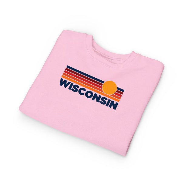 Wisconsin Toddler Sweatshirt - Retro Sun Wisconsin Toddler Crewneck Sweatshirt
