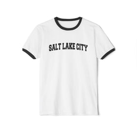 Buy white-black Salt Lake City, Utah Cotton Ringer Graphic Tee - Unisex Salt Lake City T Shirt, Vintage Style Tee, Men's/Women's Tee