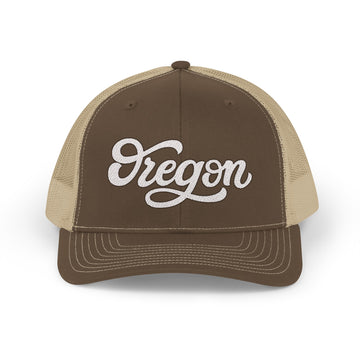 Buy brown-khaki Oregon Snapback Trucker Cap - Embroidered Oregon Hat
