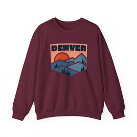 Buy maroon Denver, Colorado Sweatshirt Retro Mountains, Denver Unisex Graphic Crewneck