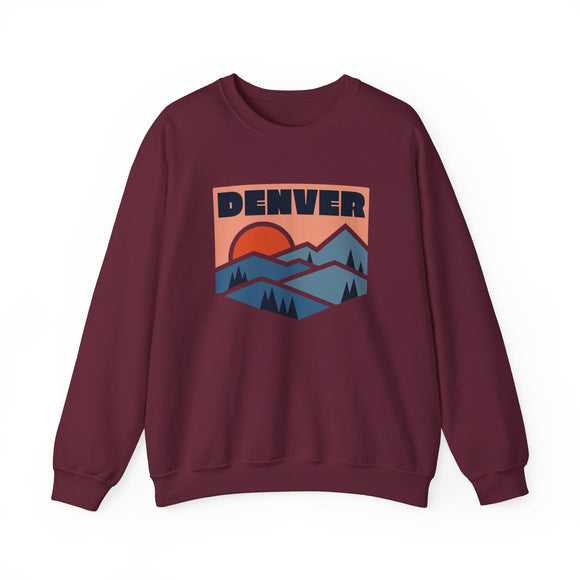 Denver, Colorado Sweatshirt Retro Mountains, Denver Unisex Graphic Crewneck