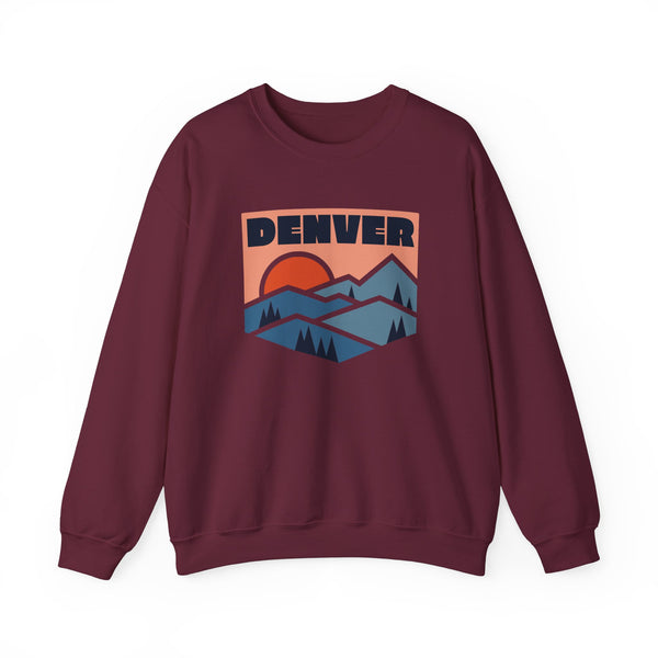 Denver, Colorado Sweatshirt Retro Mountains, Denver Unisex Graphic Crewneck