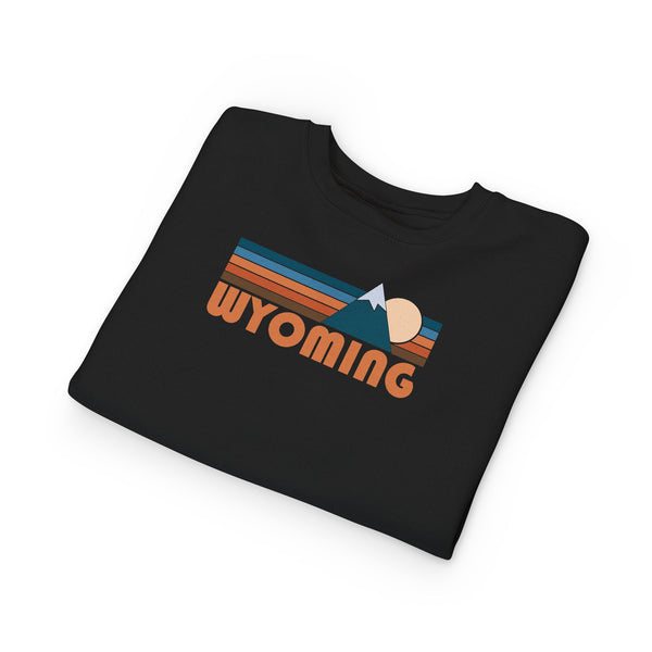 Wyoming Toddler Sweatshirt - Retro Mountain Wyoming Toddler Crewneck Sweatshirt