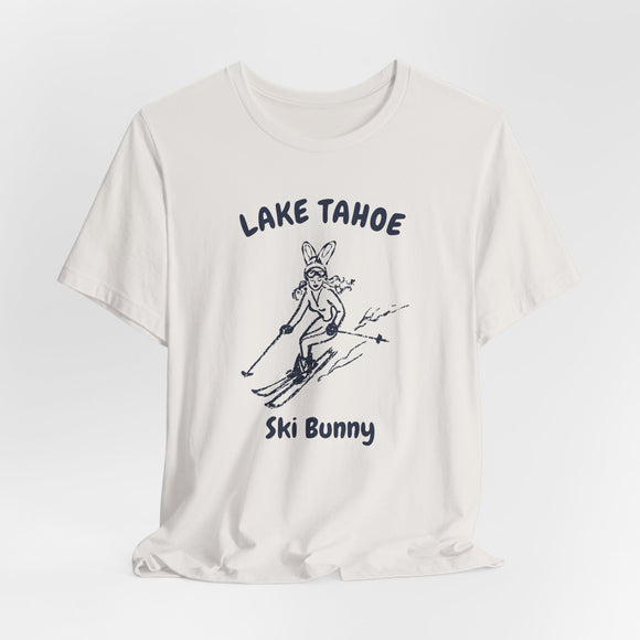 Lake Tahoe, California Ski Bunny T‑Shirt — Retro Skiing Graphic Tee