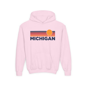 Buy light-pink Michigan Youth Hoodie - Kids Michigan Hooded Sweatshirt