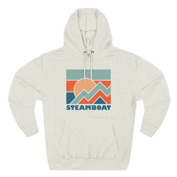 Buy oatmeal-heather Steamboat, Colorado Hoodie - Retro Mountain Unisex Sweatshirt
