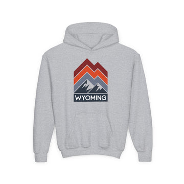 Wyoming Youth Hoodie - Retro Mountain Wyoming Youth Sweatshirt - 0