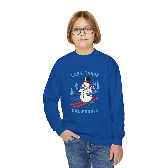 Lake Tahoe, California Youth Crewneck Sweatshirt - Ski Snowman Unisex Kid's Lake Tahoe, California Sweatshirt