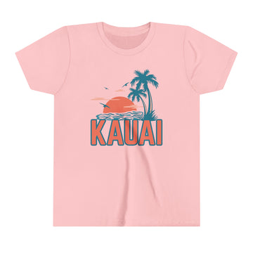 Buy pink Kauai, Hawaii Youth Shirt - Retro Palm Tree Kauai Kid's T-Shirt