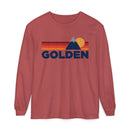 Golden, Colorado Long Sleeve T-Shirt Retro Mountain, Unisex Golden Unisex Garment-dyed Long Sleeve T-Shirt-5