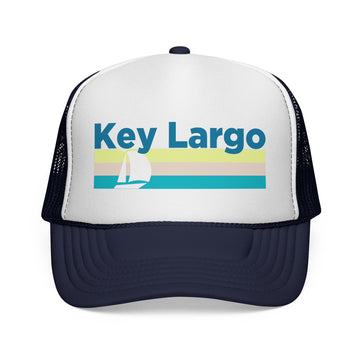 Key Largo, Florida Retro Sailboat Trucker Hat - 0