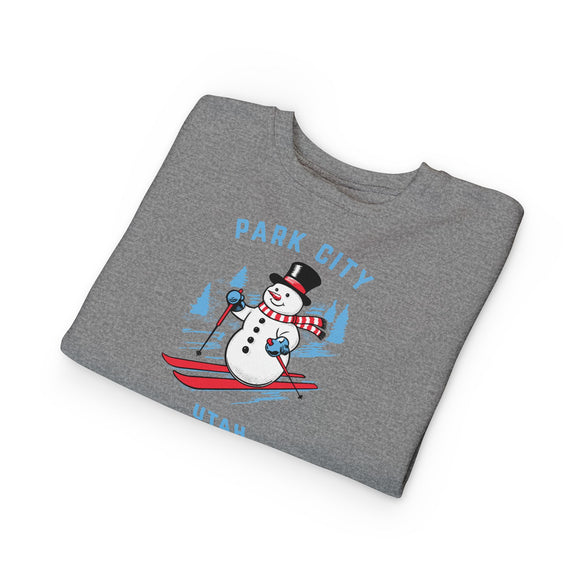 Park City, Utah Toddler Sweatshirt - Skiing Snowman Park City Toddler Crewneck Sweatshirt