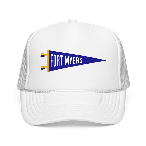 Fort Myers, Florida Pennant Trucker Hat — Retro Flag Foam Cap