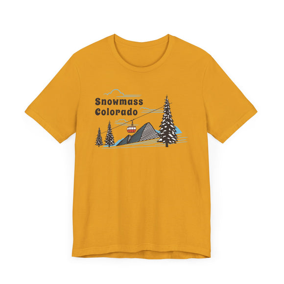 Snowmass, Colorado T-Shirt - Retro Ski Mountain Gondola Unisex Snowmass Shirt