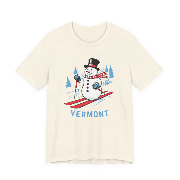 Vermont T Shirt - Ski Snowman Graphic Vermont Tee