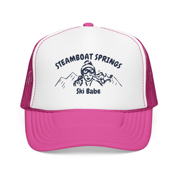Steamboat Springs, Colorado Ski Babe Trucker Hat — Foam Mesh Cap