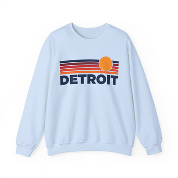 Buy light-blue Detroit, Michigan Sweatshirt Retro Sun Unisex - Detroit Vintage Inspired Warm Pullover Jumper