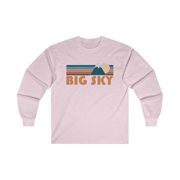 Buy light-pink Big Sky, Montana Long Sleeve Shirt - Retro Unisex Big Sky Long Sleeve Tee