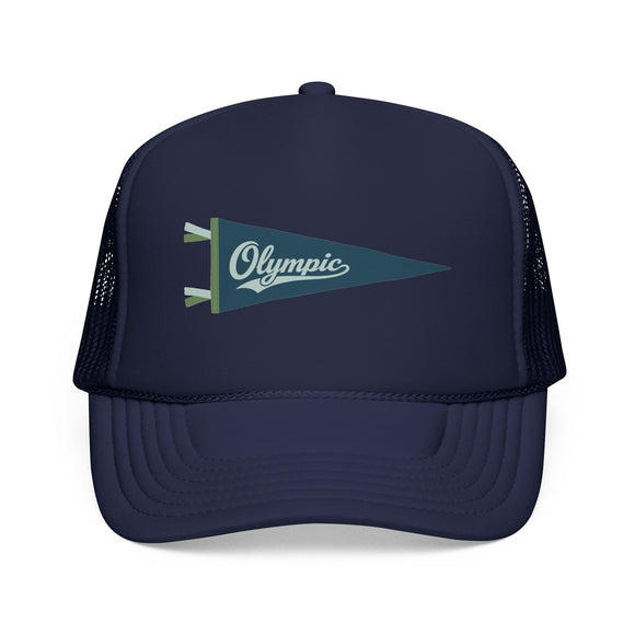 Olympic National Park Pennant Trucker Hat — Vintage Foam Mesh Cap