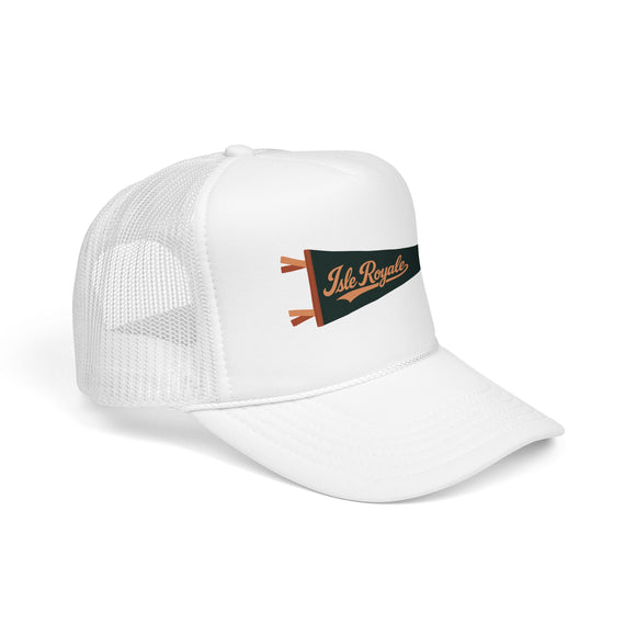 Isle Royale National Park Pennant Trucker Hat — Vintage Foam Mesh Cap