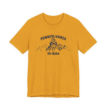 Buy mustard Pennsylvania Ski Babe T‑Shirt - Retro Skiing Graphic Tee