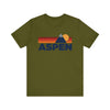 Retro Aspen, Colorado T-shirt, Mountain Tee, Vintage Aspen Unisex Jersey Shirt, Outdoor Hiking Apparel