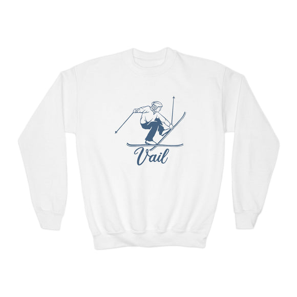 Vail, Colorado Youth Crewneck Sweatshirt - Snow Ski Unisex Kid's Vail, Colorado Sweatshirt