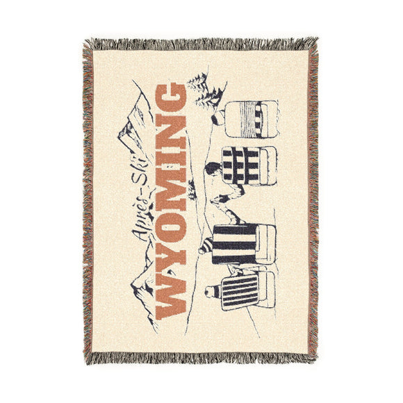 Wyoming Ski Town Throw Blanket | Mountain Woven Blanket