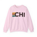 Chicago, Illinois CHI Retro Stripe Sweatshirt-5