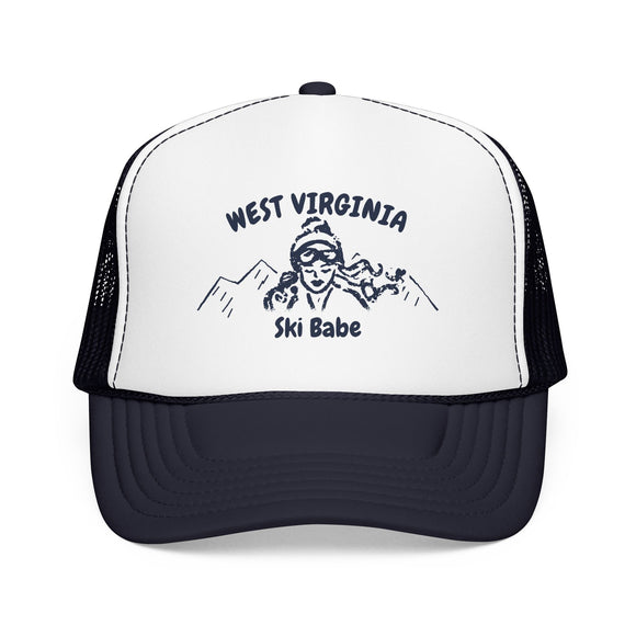West Virginia Ski Babe Trucker Hat — Foam Mesh Cap